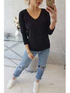 Blúzka s výstrihom do V čierna