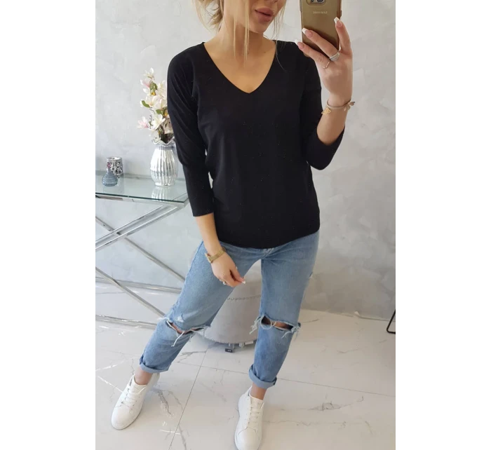 Blúzka s výstrihom do V čierna