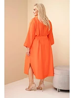 Dámské bavlněné košilové šaty Plus Size s páskem oranžová