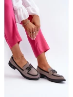 Elegantní dámské kožené mokasíny tmavě béžové model 21655398 - VINCEZA