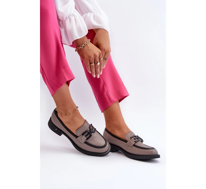 Elegantní dámské kožené mokasíny tmavě béžové model 21655398 - VINCEZA