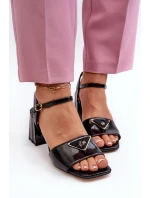 Elegantní Lakované Sandály Na Podpatku Černé D&A model 21659766 - S.Barski