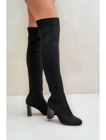 Kozačky Se   Na Podpatku Černé model 21679786 - Boto