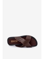 Kožené pánske papuče s prackou Big Star RR174077 Brown