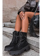 Dámské workery boty zateplené eko semiš černé model 22360497 - Boto