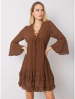 Sukienka DHJ SK model 20473535 brązowy - FPrice Sukienka DHJ SK model 20473535 brązowy - FPrice