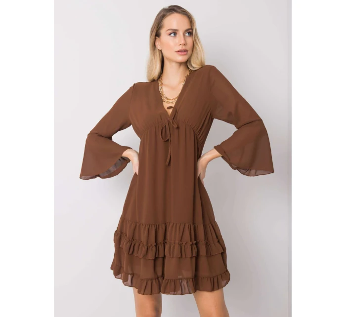 Sukienka DHJ SK model 20473535 brązowy - FPrice Sukienka DHJ SK model 20473535 brązowy - FPrice