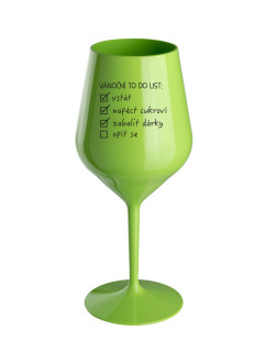 VÁNOČNÍ TODO LIST - zelená nerozbitná sklenice na víno 470 ml