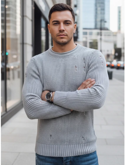 Pánský světle šedý svetr Dstreet model 21966892 - FashionStreet