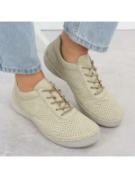 Dámske perforované béžové kožené poltopánky Rieker 52546-60