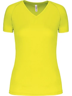 Kariban ProAct PA 477 Dámske športové tričko s výstrihom do V 20.P477 fluorescenčná žltá