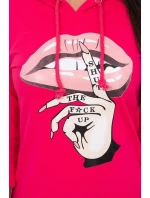 Šaty s delšími zády a barevným potiskem fuchsiové barvy Šaty s delšími zády a barevným potiskem fuchsiové barvy