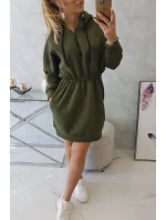 Zateplené šaty s kapucňou khaki