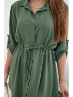 Šaty so zapínaním na gombíky a viazaním v páse khaki Šaty so zapínaním na gombíky a viazaním v páse khaki