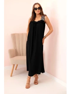 Dámske šaty bez ramienok s leopardím vzorom čierne