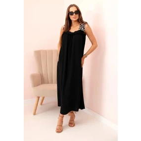 Dámske šaty bez ramienok s leopardím vzorom čierne