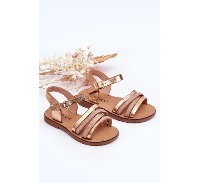 Dziecięce Sandały Z Paseczkami Różowe Złoto Isla