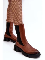 Damskie Botki Sztyblety Laura Messi 2693/229 Brązowe