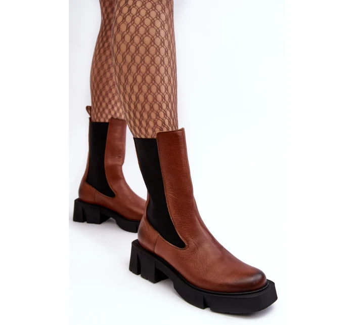 Damskie Botki Sztyblety Laura Messi 2693/229 Brązowe