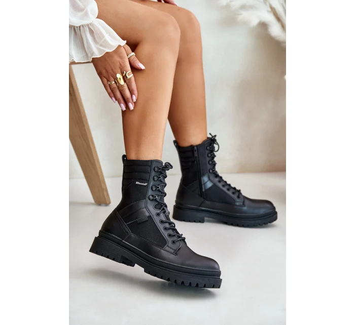 Skórzane Trapery Botki Męskie Ocieplane Big Star OO174164 Czarne Skórzane Trapery Botki Męskie Ocieplane Big Star OO174164 Czarne