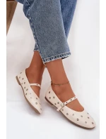Dámské baleríny s páskem a sponou béžové model 21744513 - Boto