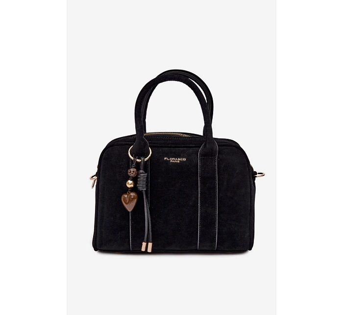 Eko semišová kabelka s přívěskem Černá model 22111552 - Flora&Co