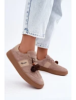 Kožené semišové tenisky s třásněmi model 22556822 Béžové - VINCEZA Kožené semišové tenisky s třásněmi model 22556822 Béžové - VINCEZA