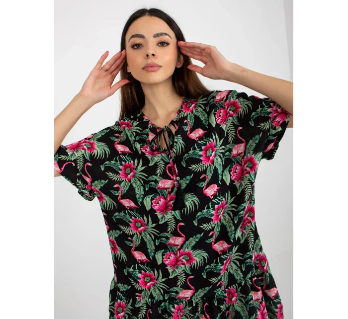 Šaty D73771M30306C čierno-zelené