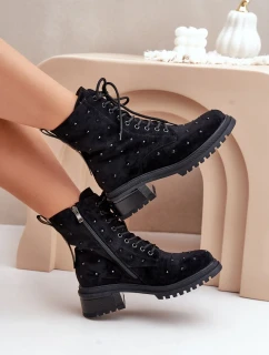 Dámske zdobené členkové topánky D&A MR880-017 Black