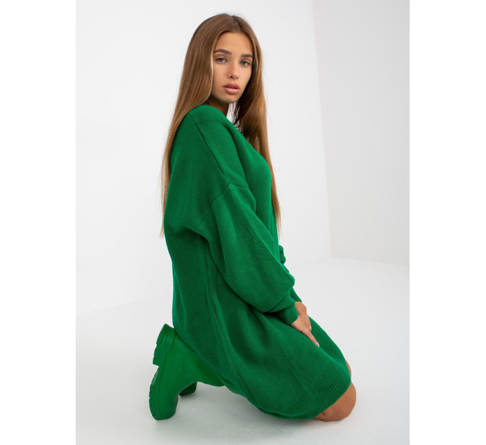 Dámske pletené šaty LC SW 0341.38P Tmavo zelená - Rue Paris