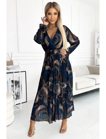 Dámske šaty 519-1 Modro-čierna zmes - Numoco