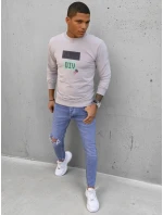 Pánska béžová mikina s potlačou FashionStreet BX5375