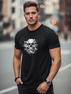 Tshirt męski z nadrukiem czarny model 22170667 - FashionStreet