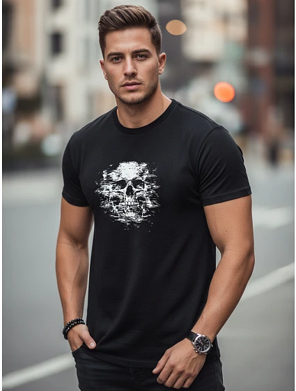 Tshirt męski z nadrukiem czarny model 22170667 - FashionStreet Tshirt męski z nadrukiem czarny model 22170667 - FashionStreet