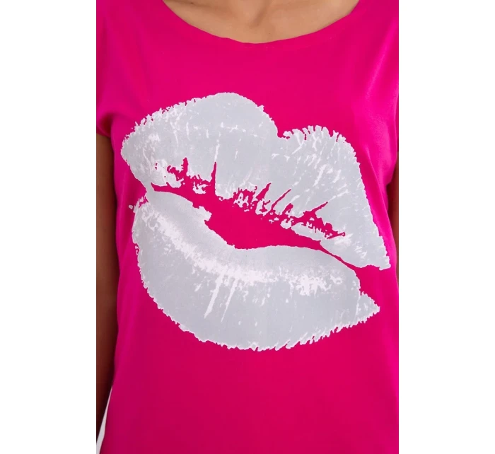 Blúzka s potlačou pier fuchsiová