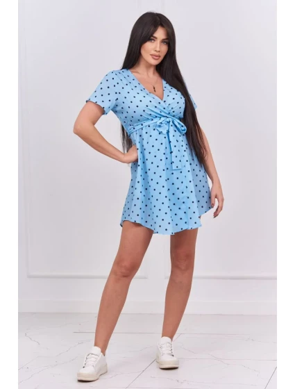 Modré bodkované šaty