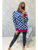 Swinger s geometrickým motívom nevädze modrá