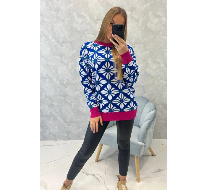 Swinger s geometrickým motívom nevädze modrá