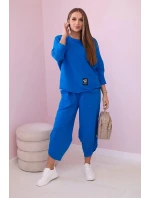 Bavlněná mikina kalhoty set chrpově modrá Bavlněná mikina kalhoty set chrpově modrá