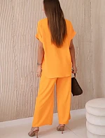 Súprava s náhrdelníkom blúzka + nohavice svetlo oranžová