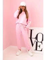 Súprava tepláky + nohavice maslová látka cukrová ružová