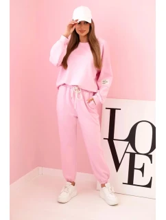 Súprava tepláky + nohavice maslová látka cukrová ružová