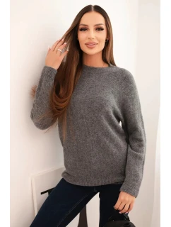 Dámsky detský sveter z alpaky s dlhými rukávmi sivý
