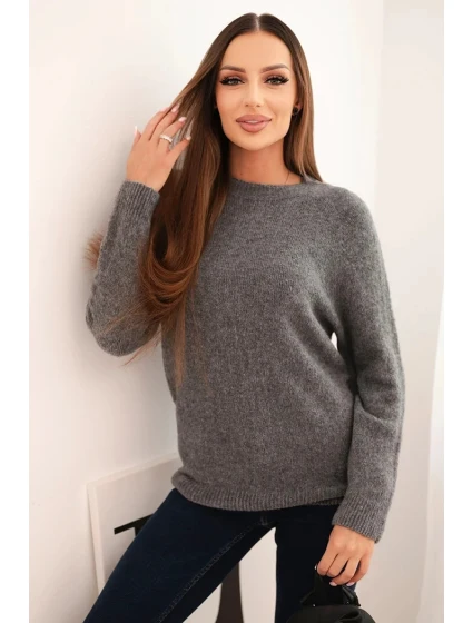 Dámsky detský sveter z alpaky s dlhými rukávmi sivý