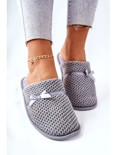 Damskie Papcie Z Kokardką Szare Evira