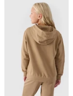 Dziewczęca Nierozpinana Bluza Z Kapturem Gładka Beżowa 4F 4FJWMM00TSWSF1316-83S