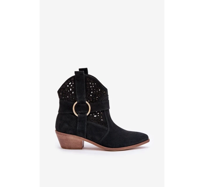 Semišové Kotníkové Boty S Na Podpatku Černé model 21682512 - Zazoo Semišové Kotníkové Boty S Na Podpatku Černé model 21682512 - Zazoo