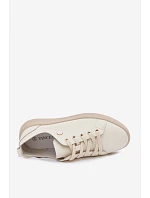 Kožené dámské polobotky model 22133405 světle béžové - VINCEZA