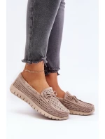 Mokasyny Damskie Z Kokardą Beżowe Reece