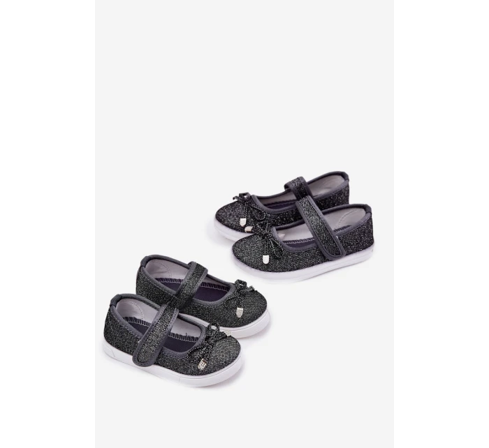 Dziecięce Balerinki Z Kokardką Czarne Amirinas Dziecięce Balerinki Z Kokardką Czarne Amirinas